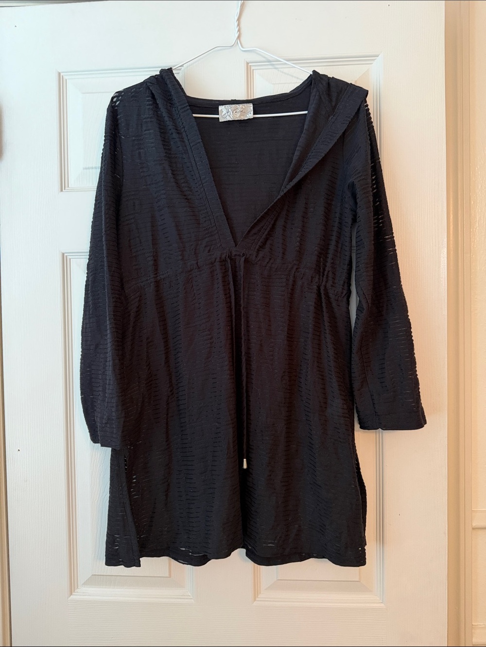 Black Hooded Sheer Swim Coverup Tunic